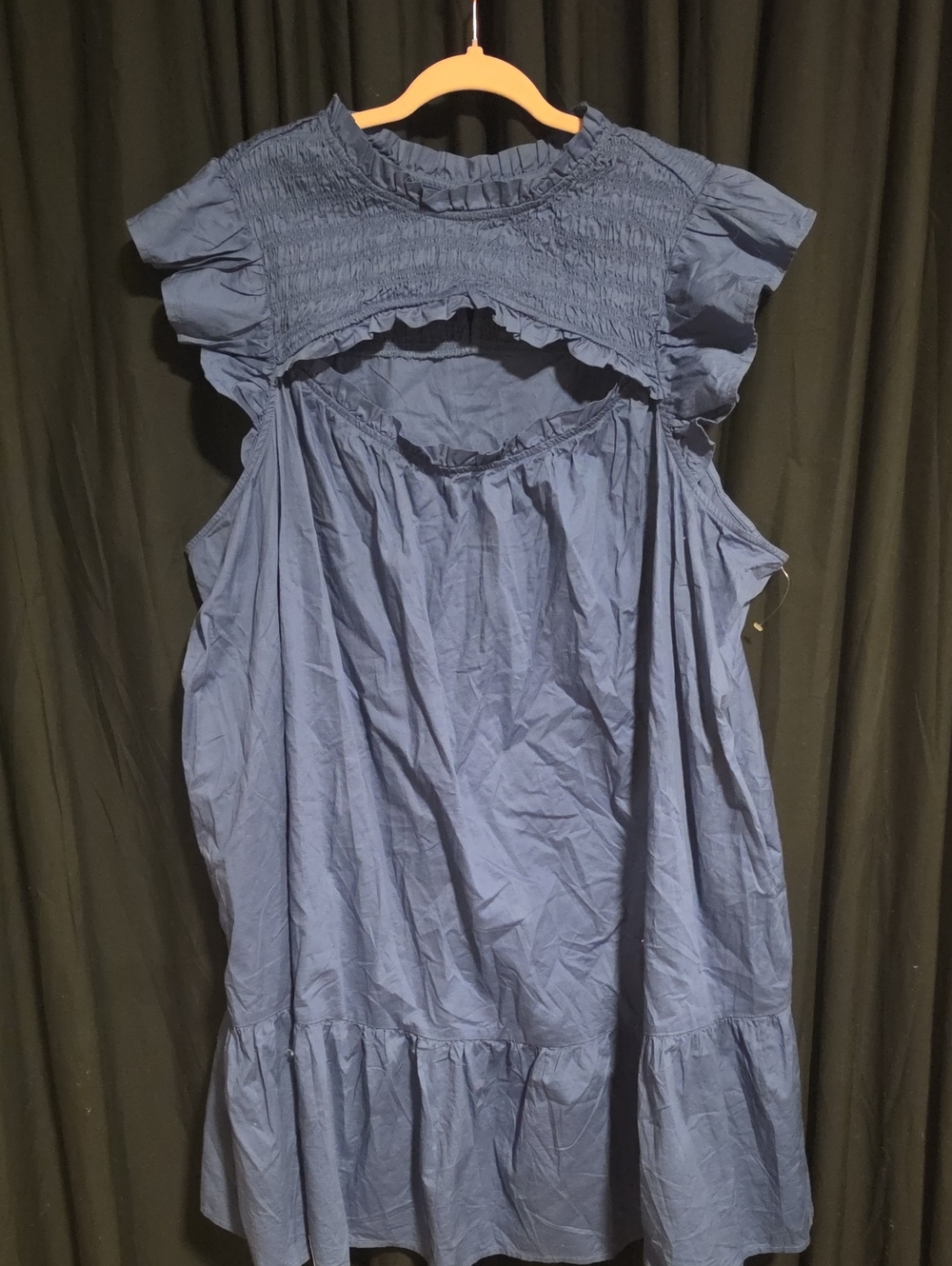 Old Navy Blue Ruffled Yoke Sleeveless Tunic Dress